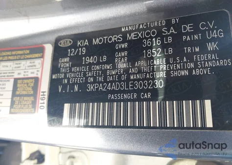 2020 Kia Rio S из США, поврежденный, VIN 3KPA24AD3LE303230